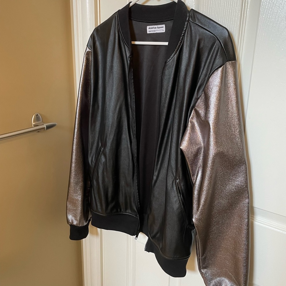 American Apparel Unisex Day Jacket - Black / Lamé Smoke Denim / M